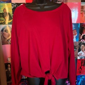 Tie front long sleeve top